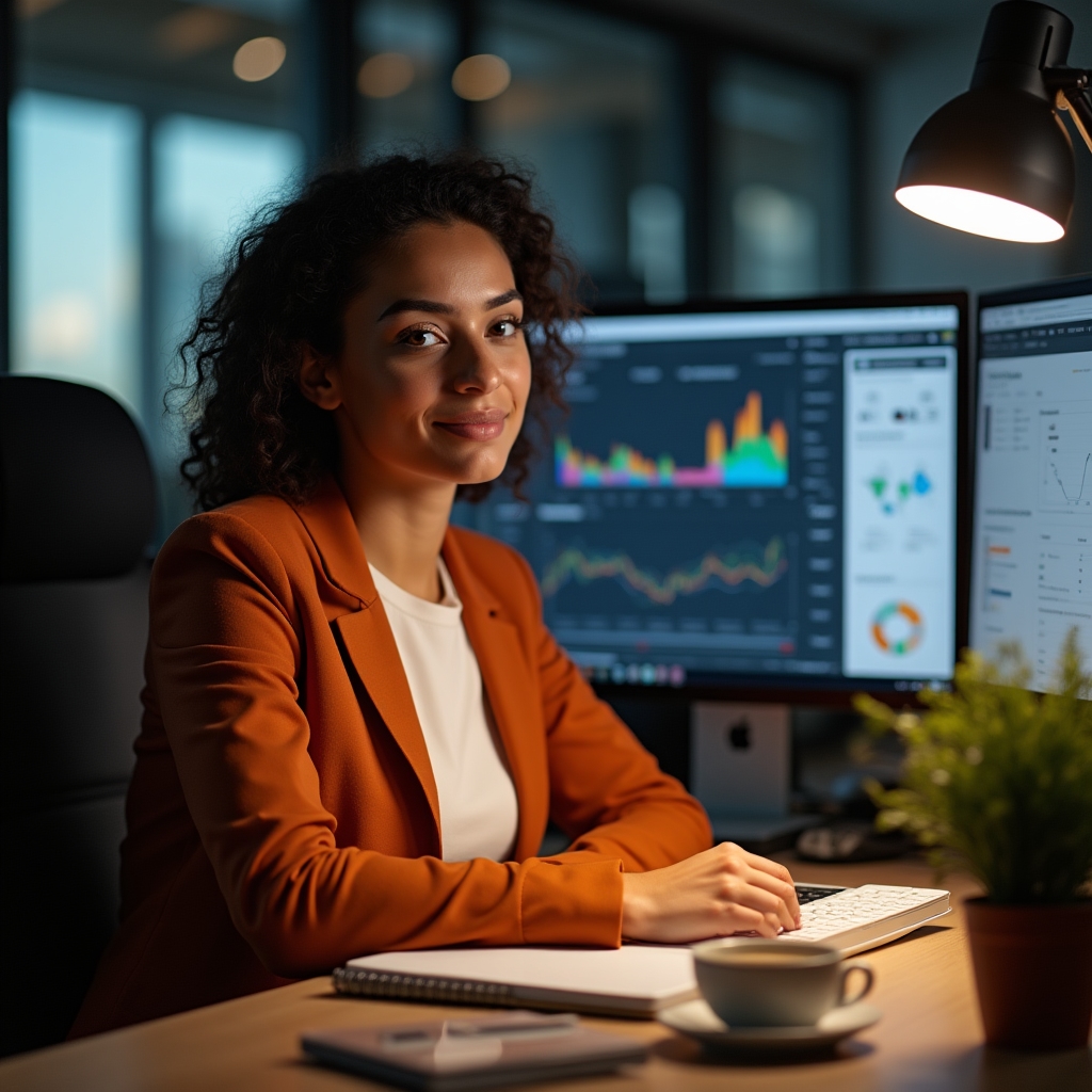 Datová analytička při práci s dashboardem